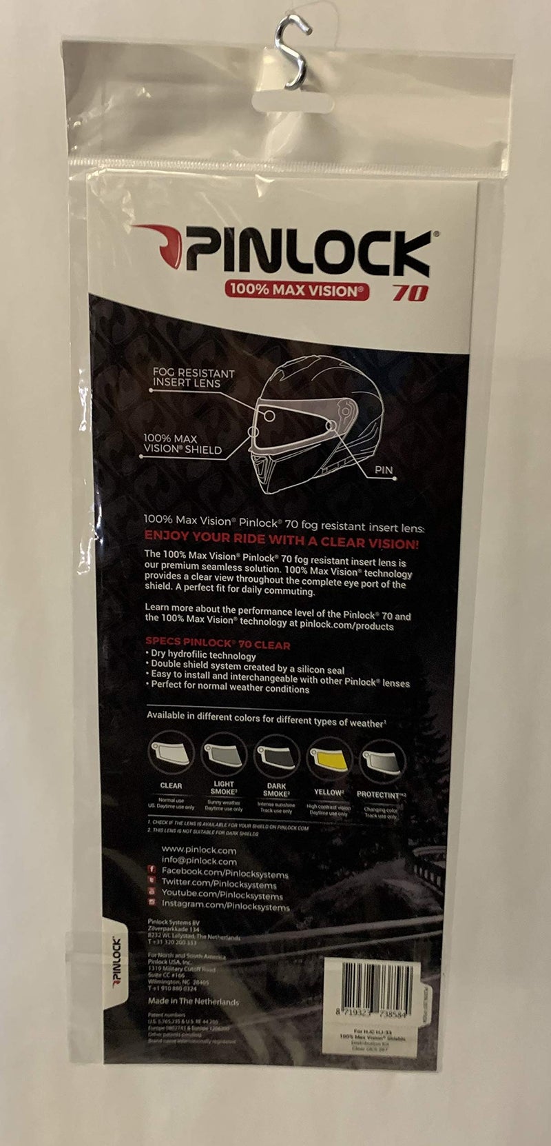 HJC عدسة HJC مقاومة للضباب 70 شفافة لـ HJ-33 درع ماكس فيجن 100% للدرع المزود بـ Pinlock (شفاف) - Image 3