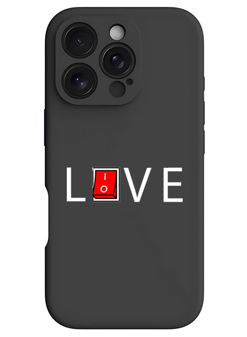 Theodor iPhone 16 Pro Max Black Protective Slim Fit Case Liquid Silicone Cover with Full Body Protection Anti-Scratch Shockproof Case For iPhone - Live - Image 1