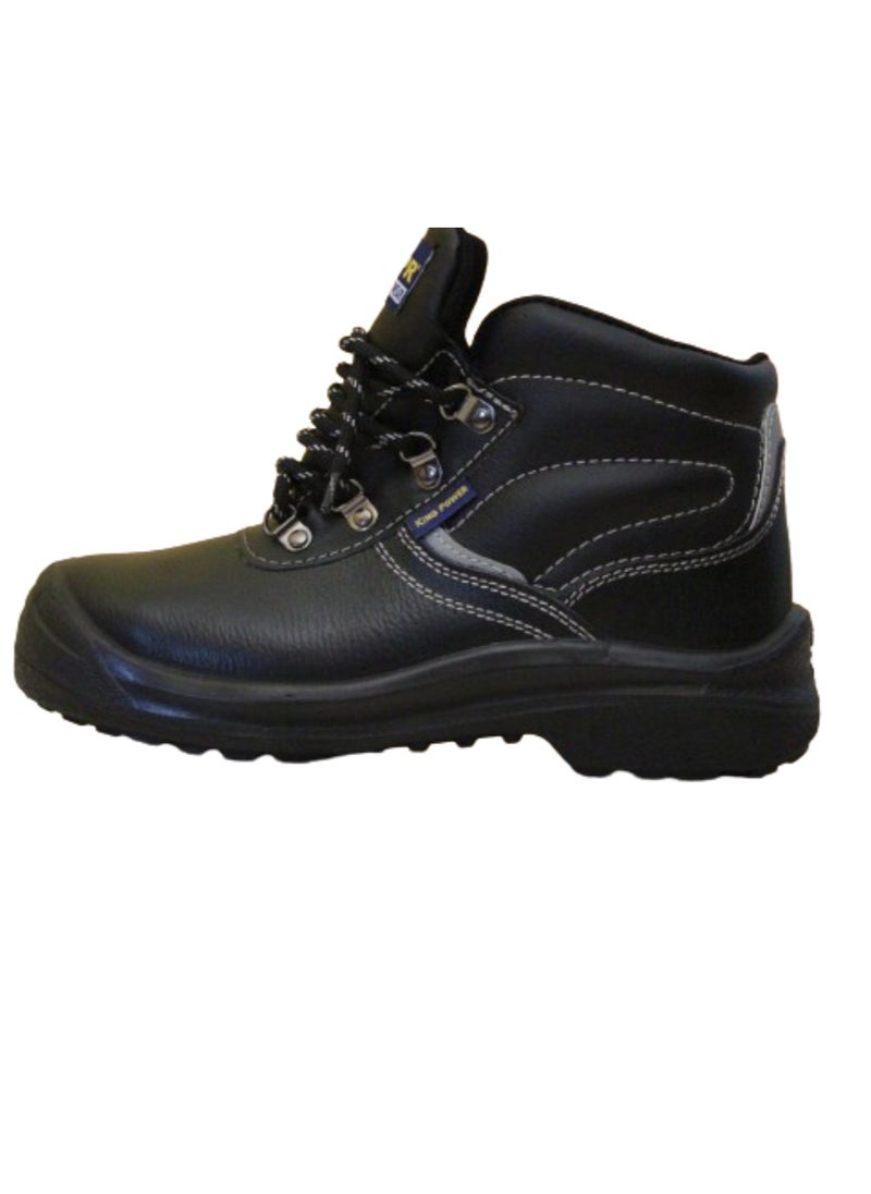 KING POWER - Steel Toe Boots for Men Work Boots Industrial Construction Non-Slip Water Proof Leather Shoes High Top Anti-Puncture Safety Boots Breathable Comfortable Size:UK 5.5(BLACK) - Image 1