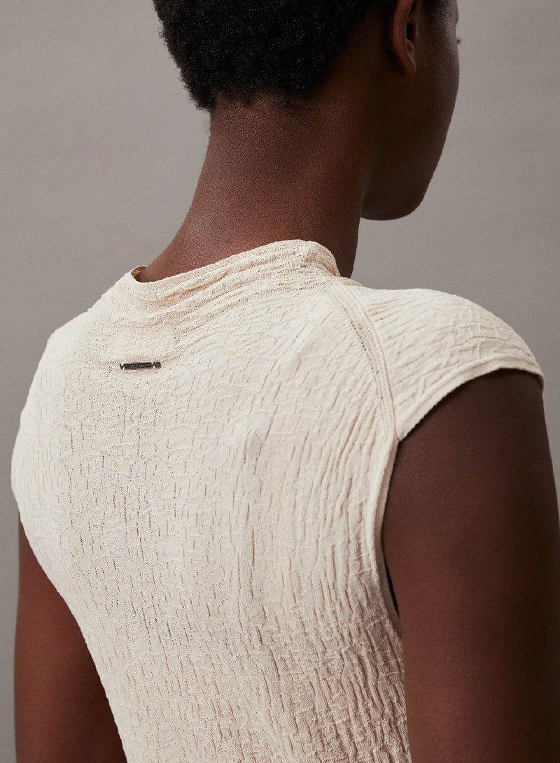 CALVIN KLEIN Slim Crinkle Viscose Shift Dress - Image 4