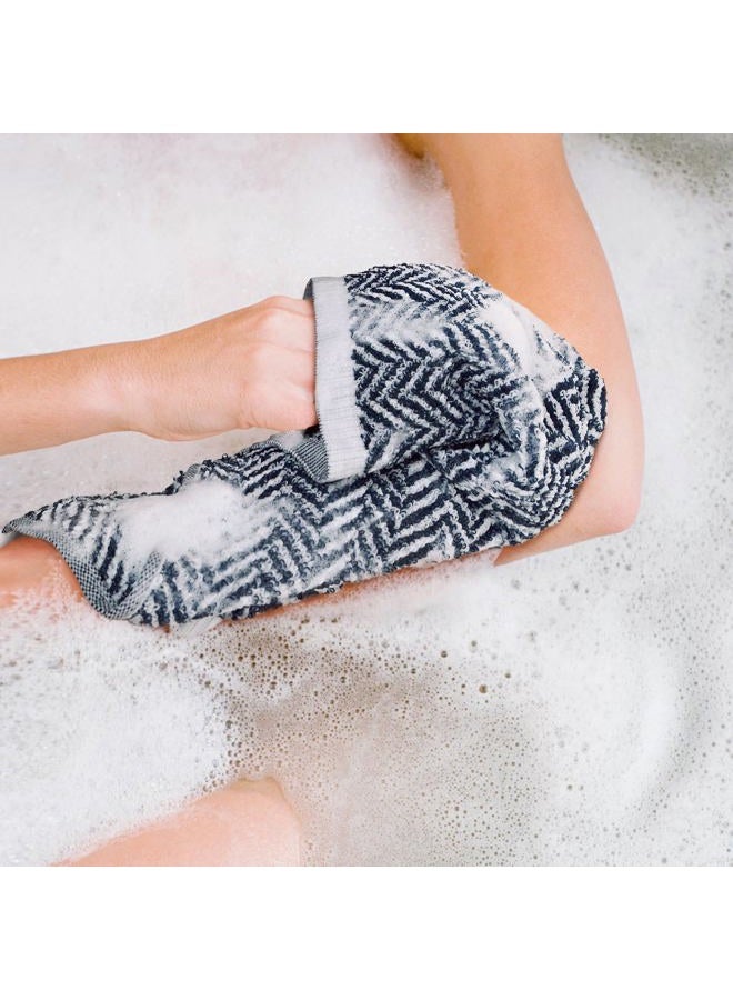 Cleanbear Wash Cloths for Bathroom with Herringbone Stripes, 12 Cotton Washcloths for Showering, Large 13 x 13 Inches, Navy-Blue - Image 5