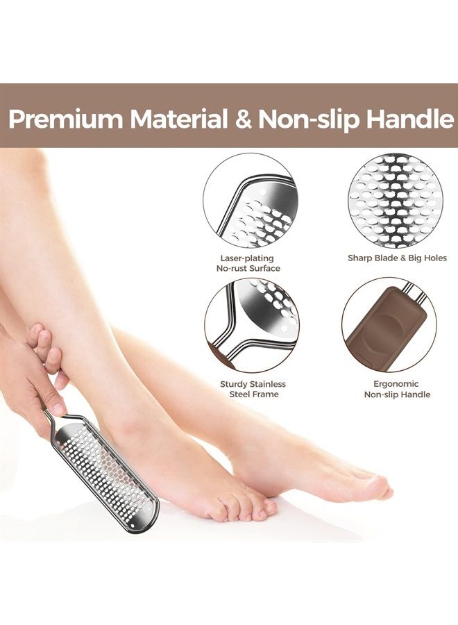 Easkep Foot File Foot Scrubber Pedicure - Callus Remover for Feet Easkep Professional Foot Grater Rasp Foot Scraper Corns Callous Removers Dry Skin Cracked Dead Skin Remover for Dry and Wet Feet (Silver) - Image 2
