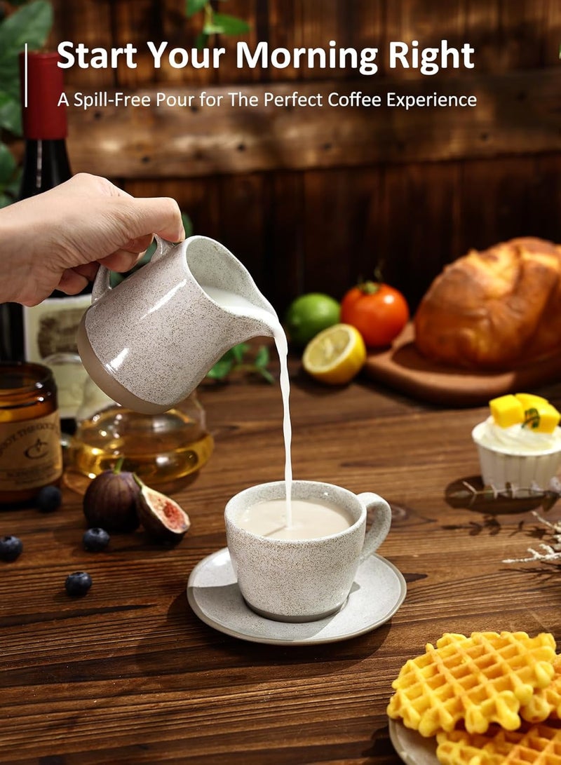 Yedio 9 oz Stoneware Creamer Pitcher – Small Milk Jug with Handle, Ceramic Creamer Cup Container for Coffee, Microwave & Freezer Safe - Image 4