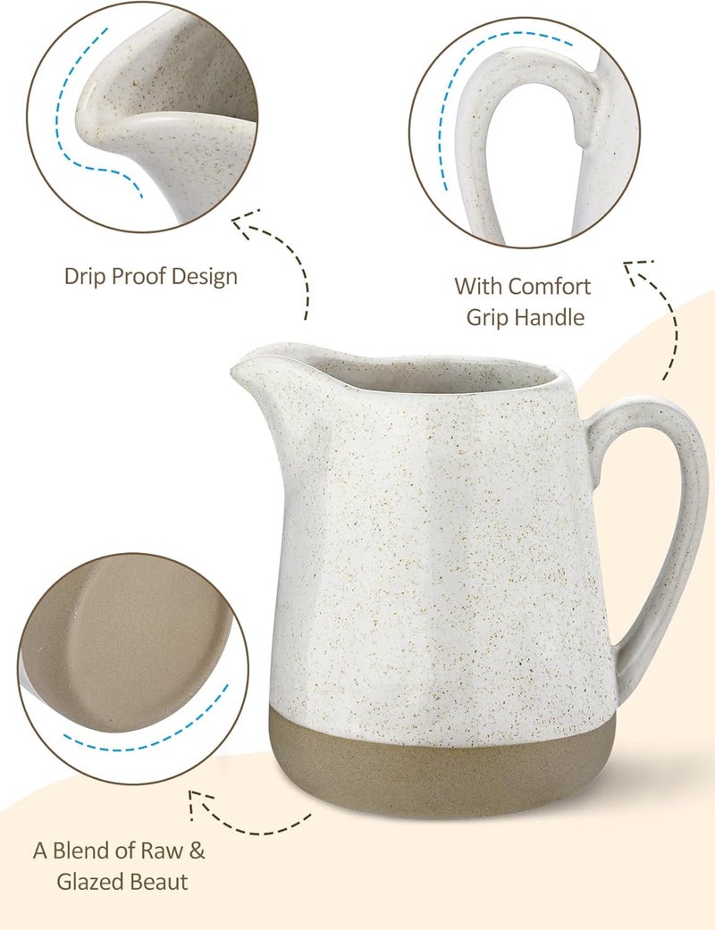 Yedio 9 oz Stoneware Creamer Pitcher – Small Milk Jug with Handle, Ceramic Creamer Cup Container for Coffee, Microwave & Freezer Safe - Image 3