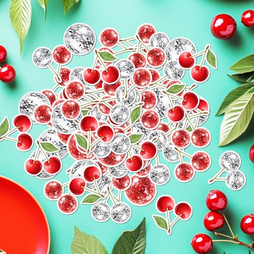 Merrystorm Cherry Disco Ball Party Decoration 200Pcs Cherry Bachelorette Party Confetti Disco Ball Cherry Fruit Theme Table Decor for Women Bar Party Wedding Bachelorette Bridal Shower Birthday Party Supplies - Image 5