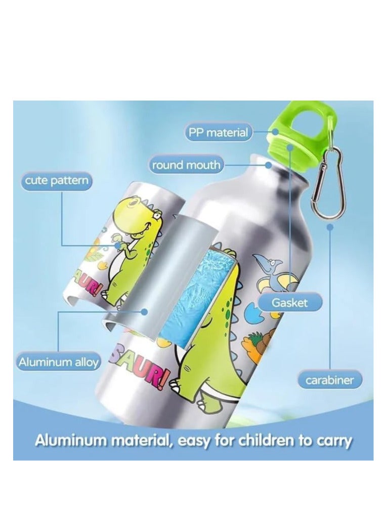 UKR DIY Art Craft Water Bottle Kit – Steel Aluminium Leakproof Bottle to Decorate with 45 Stickers & 5 Markers (Dinosaur Theme) - Image 3