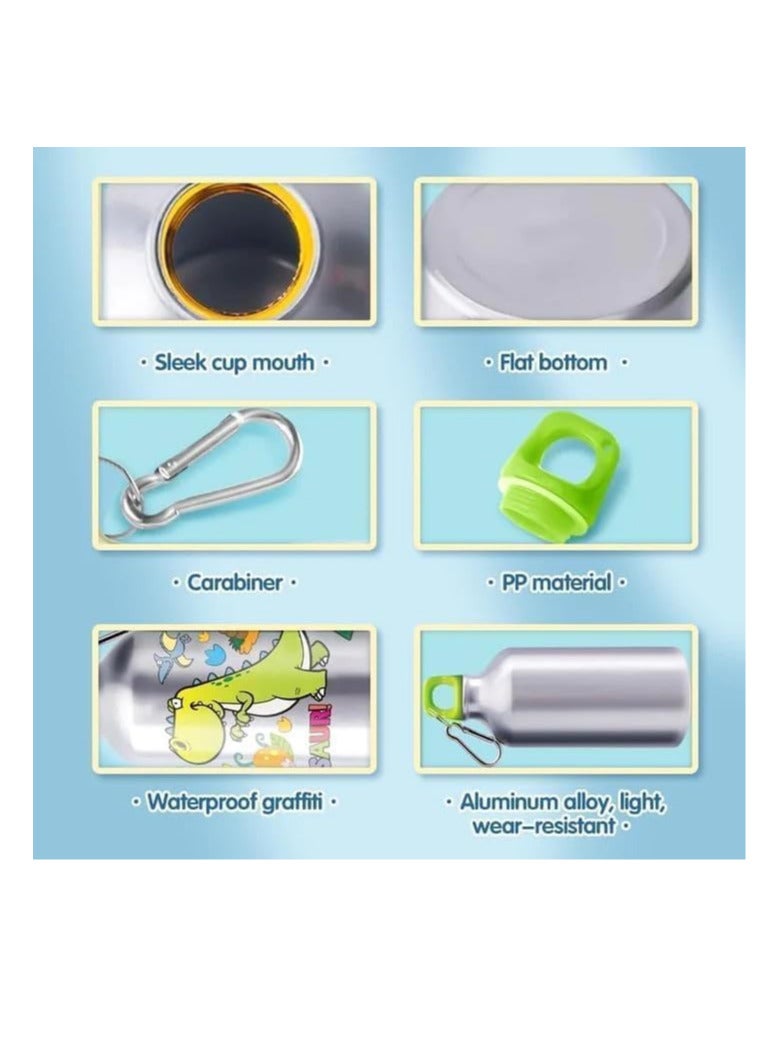 UKR DIY Art Craft Water Bottle Kit – Steel Aluminium Leakproof Bottle to Decorate with 45 Stickers & 5 Markers (Dinosaur Theme) - Image 4