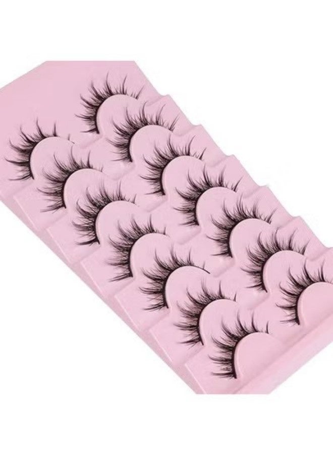 False Eyelashes, Corner Lashes, Anime Lashes, Natural Mink Wispy Eyelash, Fluffy 3D Volume Eyelashes Pack Fake Eyelashes Individual Cluster 7 Pairs - Image 3