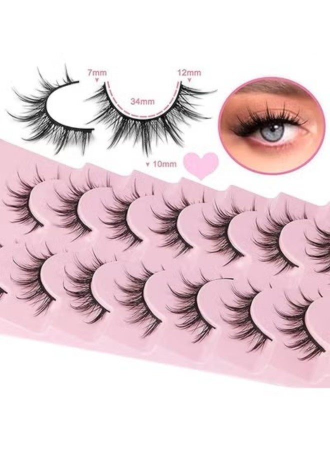 False Eyelashes, Corner Lashes, Anime Lashes, Natural Mink Wispy Eyelash, Fluffy 3D Volume Eyelashes Pack Fake Eyelashes Individual Cluster 7 Pairs - Image 4