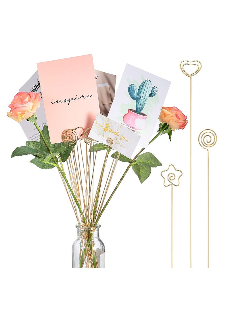 KASTWAVE 30 Pieces Metal Wire Floral Picks Wire Place Card Holder Stand 13 Inch Table Name Number Picture Holder Clips Menu Note Memo Holder for Wedding Birthday Baby Shower Party Favor - Image 1