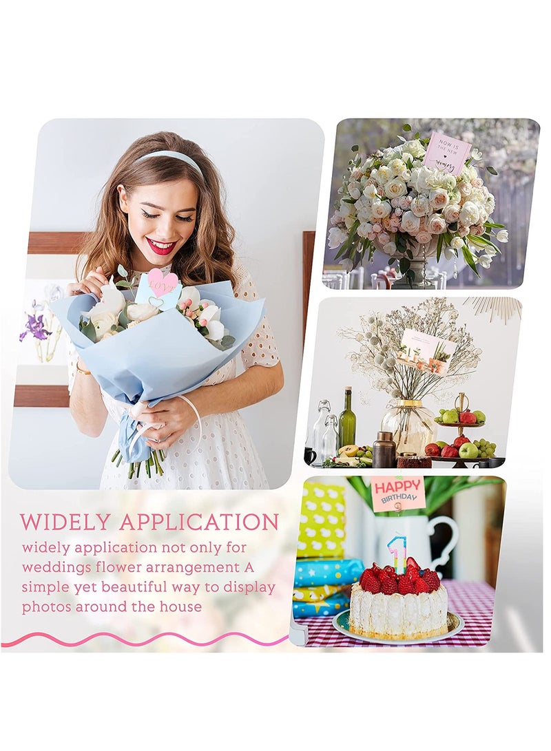 KASTWAVE 30 Pieces Metal Wire Floral Picks Wire Place Card Holder Stand 13 Inch Table Name Number Picture Holder Clips Menu Note Memo Holder for Wedding Birthday Baby Shower Party Favor - Image 3