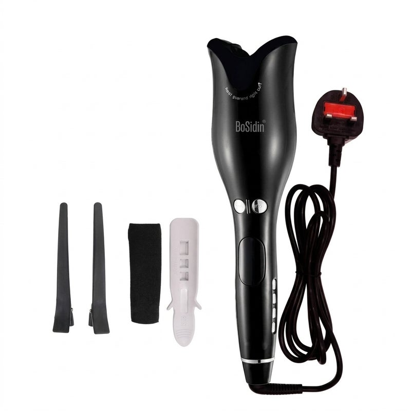 BoSidin Professional Automatic Hair Curler | Ceramic Rotating Curling Iron with Temperature Control, Digital Display & Auto Spin Chamber - Black - Image 2