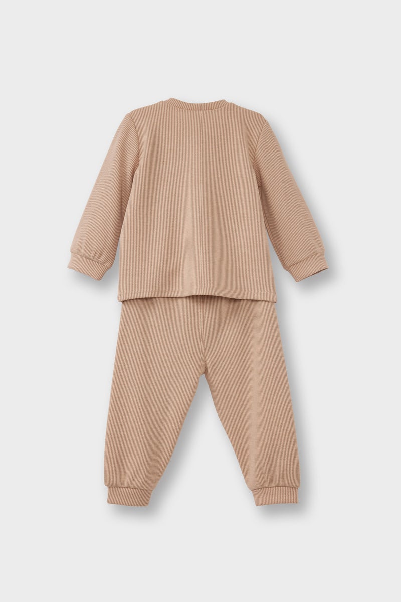 ديفاكتو طقم بيجاما بيبي اولادي وافل قصة عادية - قطعتين - Image 4