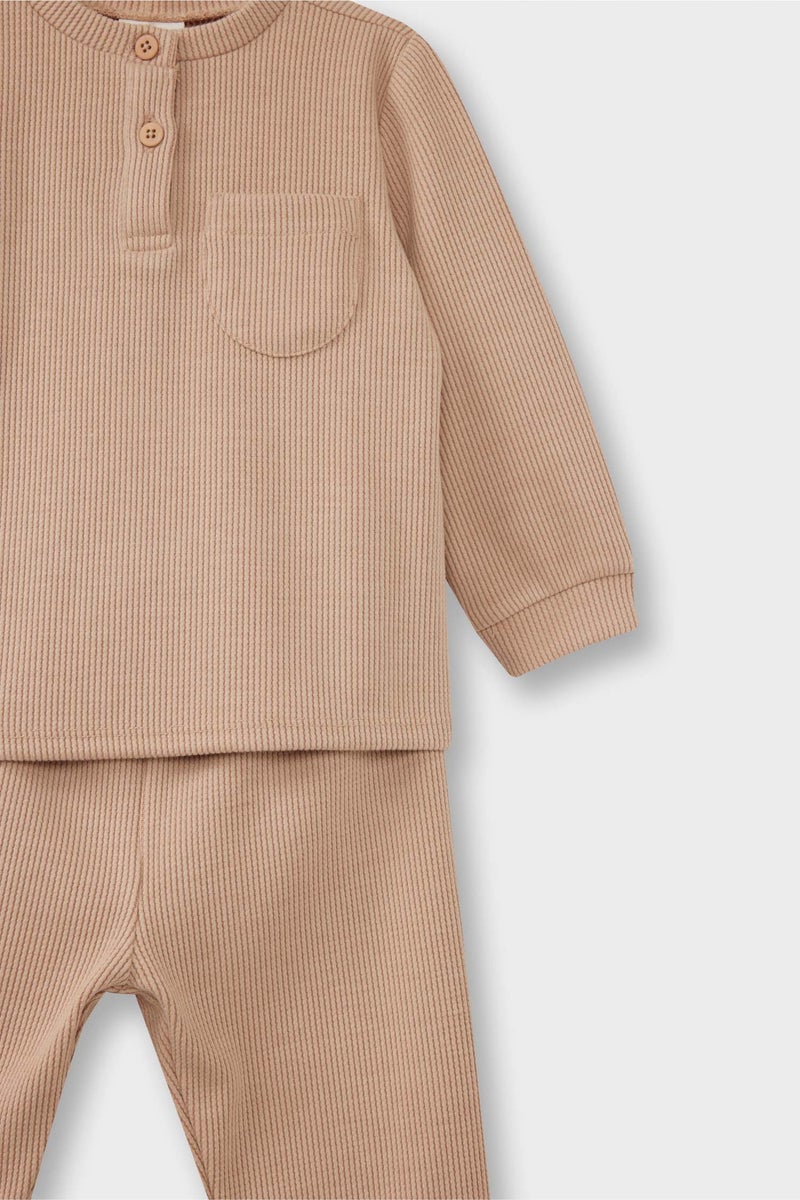 ديفاكتو طقم بيجاما بيبي اولادي وافل قصة عادية - قطعتين - Image 3