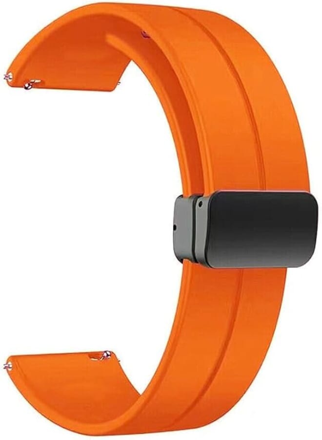 Generic 20mm Silicone Strap With Magnetic Folding Buckle For Oraimo Tempo S2 OSW-11N- Smart Watch Orange 