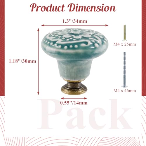 Suiwotin 16pcs Green Ceramic Cabinet Knobs Vintage Retro Dresser Knobs Decorative Drawer Pulls for Closet Cupboard Furniture Doors - Image 3