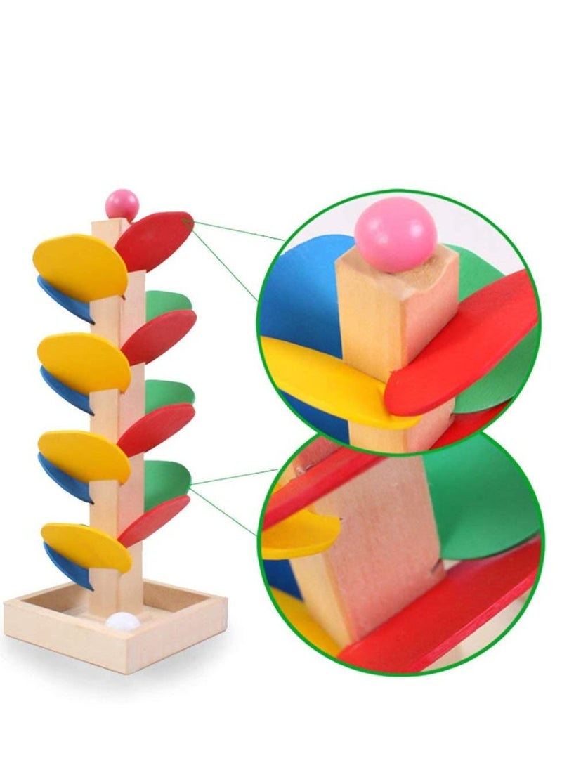 KASTWAVE - Marble Ball Run Track Game Toy Kit, Wooden Detachable Leaves Colorful Tree Kids Educational Toy Blocks Stylish and Practical - Image 1