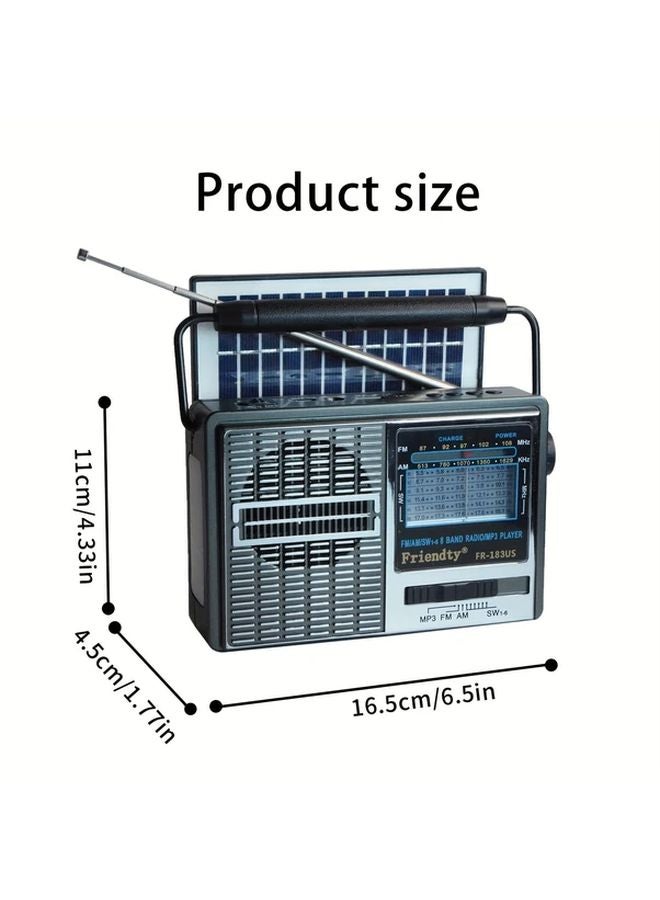 راديو أسود محمول AM/FM مع مشغل USB وبطاقة TF وفلاش وعرض رقمي - Image 2