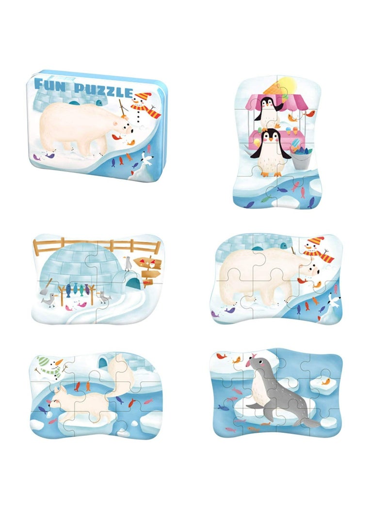 CMGTYYD. ألغاز النقل للأطفال من سن 3-6 سنوات، ألغاز بانوراما 5 في 1 مع صندوق حديدي للتخزين، هدايا ألعاب ألغاز للأولاد والبنات والأطفال والأطفال - Image 1