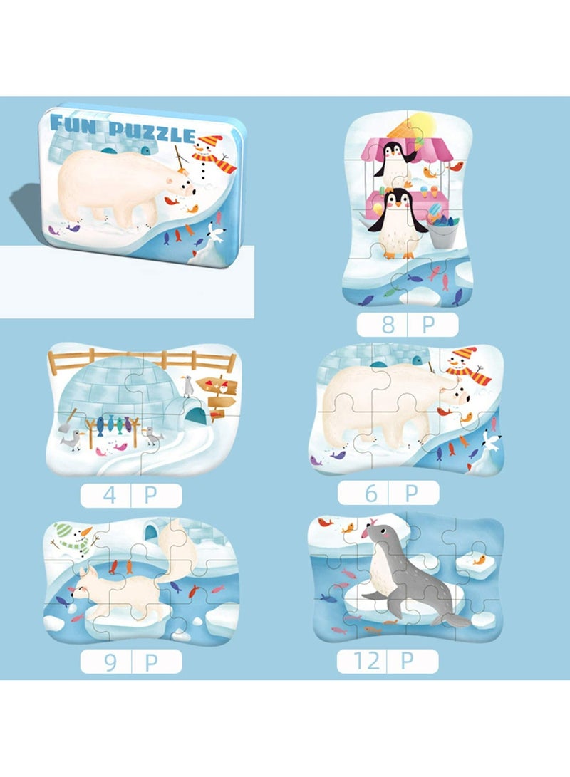 CMGTYYD. ألغاز النقل للأطفال من سن 3-6 سنوات، ألغاز بانوراما 5 في 1 مع صندوق حديدي للتخزين، هدايا ألعاب ألغاز للأولاد والبنات والأطفال والأطفال - Image 2