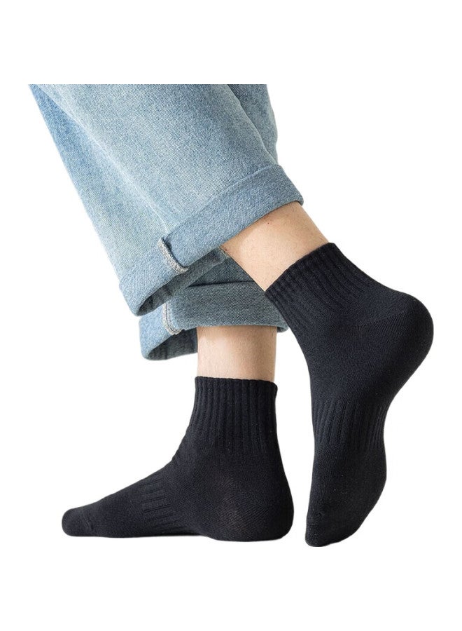 Cotton Thirteen Zhuji Men'S Short Socks Autumn And Winter Men'S Socks Sweat-Absorbent And Breathable【Solid Color Low Cut】Short Socks 10 Pairs - Image 1