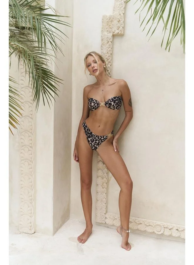 Bohemai  Budisas Toka Detailed Leopard Bikini Bottom for Women | Best Price UAE