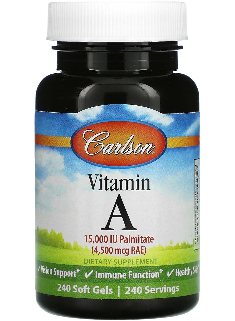 Vitamin A, 4,500 mcg RAE (15,000 IU), 240 Soft Gels