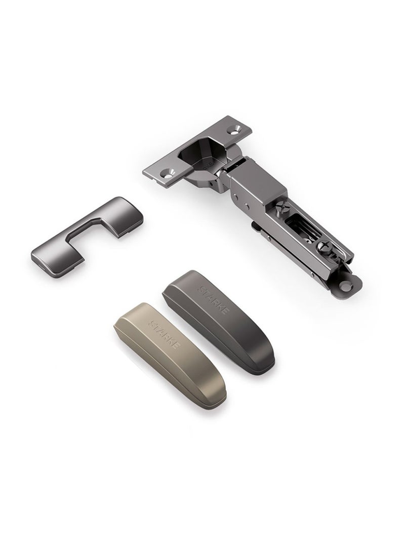 STARKE Pack of 1 Half Overlay Soft Close Cabinet Wingless Hinge -Black Electroplated, 95 Degree Opening Angle, 16-25mm Application, Strong Hydraulic System - Grey Protective Cover & Screws included - Image 2