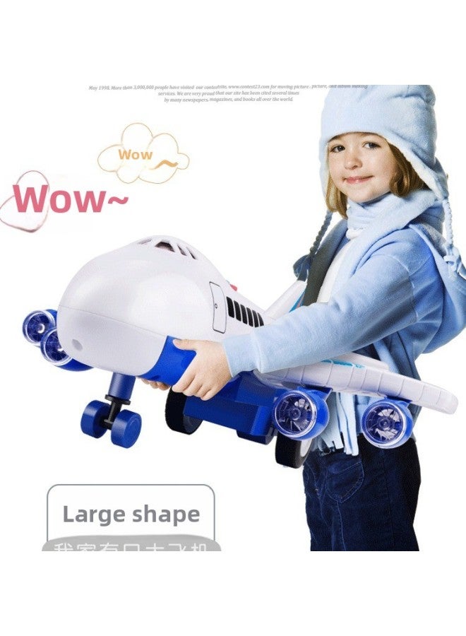 Large Airplane Kidsren's Toy Remote Control Car Model Electric Fall-resistant Passenger Airplane Boy And Girl Baby Early Education-Color:[rechargeable Version] Blue Large Remote Control Aircraft + 1 Lithium Battery With Early Education Content-Scale:Official Standard  - Image 3