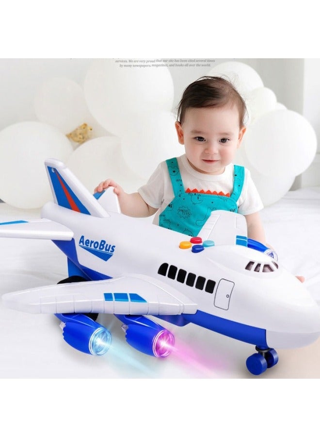 Large Airplane Kidsren's Toy Remote Control Car Model Electric Fall-resistant Passenger Airplane Boy And Girl Baby Early Education-Color:[rechargeable Version] Blue Large Remote Control Aircraft + 1 Lithium Battery With Early Education Content-Scale:Official Standard  - Image 2