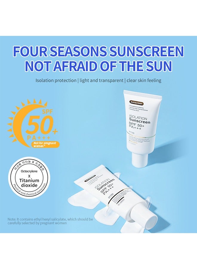 DELEVENTH Isolation Sunscreen, SPF 50+ PA+++ Sunscreen Cream 50g . it has the effect of concealer skin and sunscreenin one.When used, it ismoisturized and not greasy, effectivblocking daily UV damage.Protects Facial Skin, Neck & Arms - Image 2
