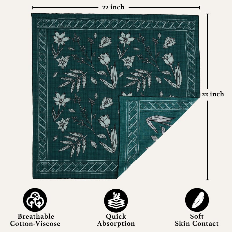 THENEXTLOVE Soft Cotton Viscose Bandana 22''x22'' for Women and Men Multi-purpose Headband Hair Scarf Handkerchief as Gifts(A6-Dark Green) - Image 2