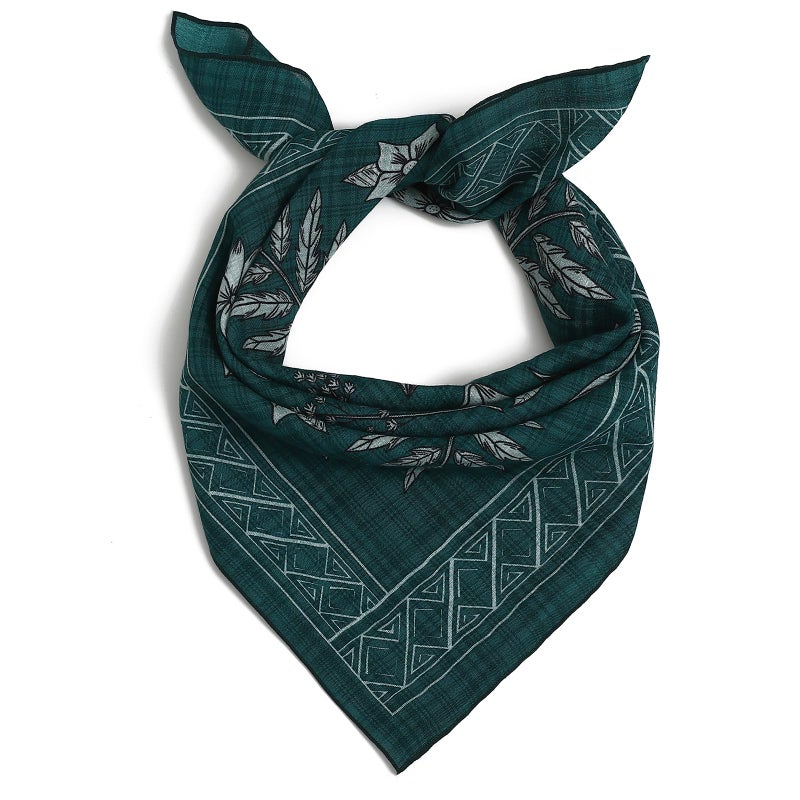 THENEXTLOVE Soft Cotton Viscose Bandana 22''x22'' for Women and Men Multi-purpose Headband Hair Scarf Handkerchief as Gifts(A6-Dark Green) - Image 1