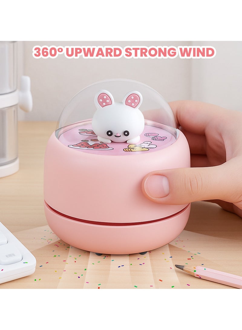 VUCATIN مكنسة كهربائية صغيرة محمولة لسطح المكتب، مكنسة كهربائية لاسلكية قابلة لإعادة الشحن لتنظيف سطح المكتب والمكتب والكمبيوتر المحمول ولوحة المفاتيح وفرش التنظيف والسيارة والحيوانات الأليفة وأدوات تنظيف المنزل (وردي) - Image 4