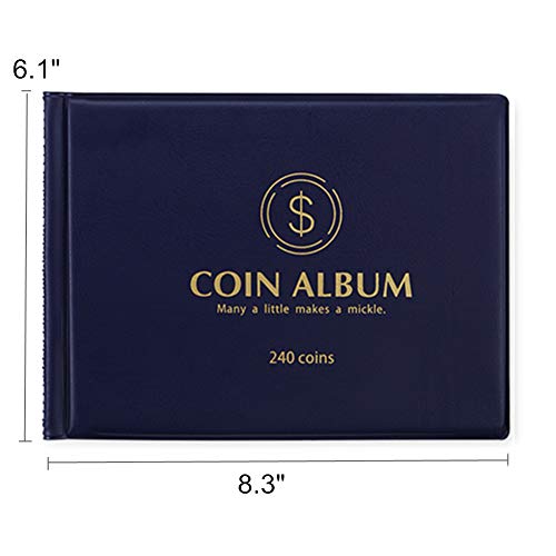 MUDOR Coin Collection Holder Album for Collectors, 240 Pockets Coin Collection Book Office Supplies - Image 4