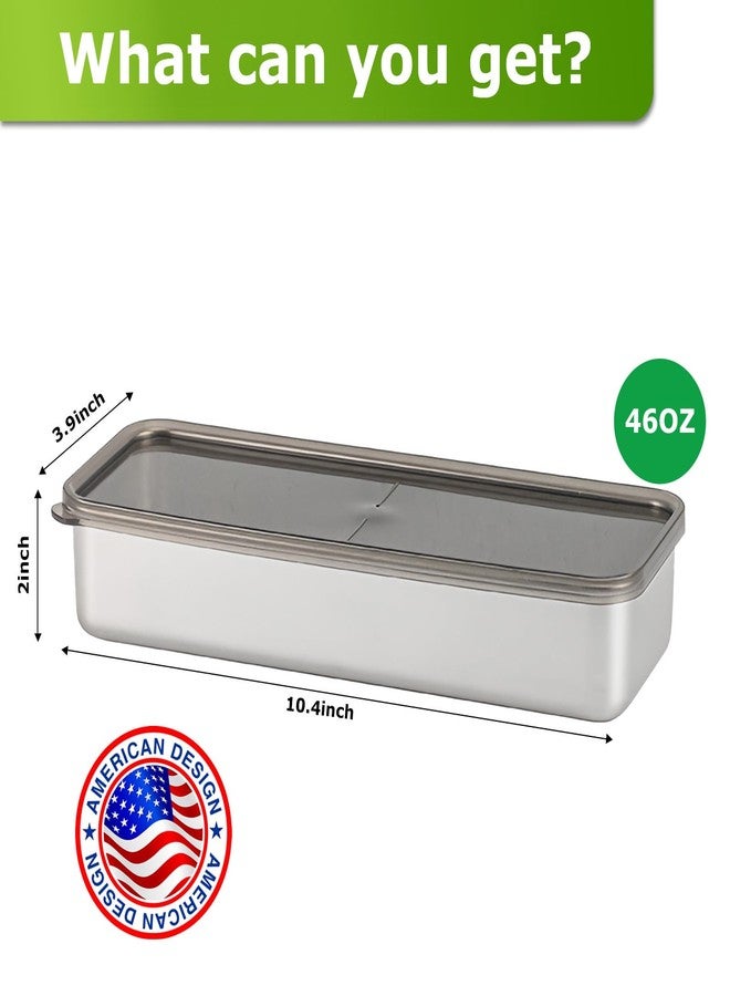 عبوة من قطعتين من حاويات لحم الخنزير المقدد للثلاجة، حاويات تخزين لحوم ديلي محكمة الإغلاق من الفولاذ المقاوم للصدأ 304 مع أغطية للثلاجة، حاويات تخزين طعام آمنة للغسل في غسالة الأطباق، حاويات تخزين فواكه (46 أونصة) - Image 3