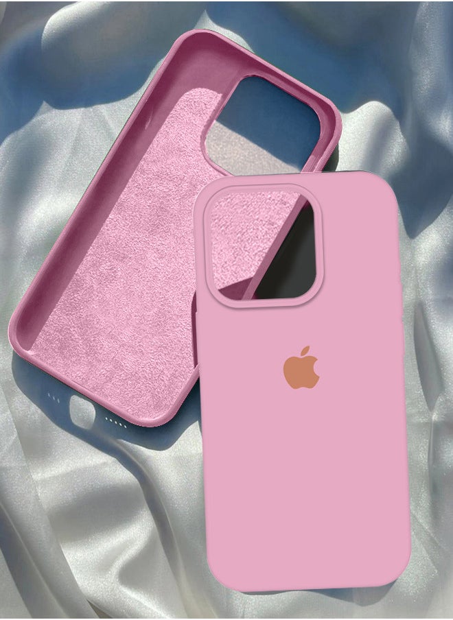 CATANES - iPhone 15 Pro Case Silicone Case Full Body Protective Cover Shockproof Slim Phone Case Anti-Scratch Soft Microfiber Lining Pink - Image 1