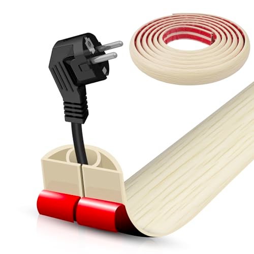 DBHXXMB-HH Floor Cord Cover Self Adhesive Cord Hider,10FT Cable Management, Extension Strip Protector for Wires, Prevent Cable Trips for Offices, Gyms, Exhibitions Cavity:0.39"(W) x 0.27"(H) Yellow Wood - Image 1