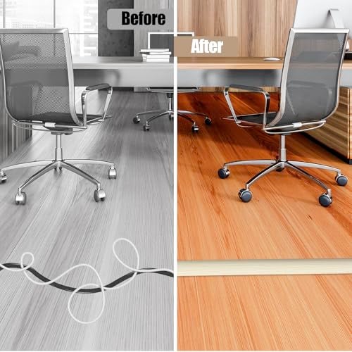 DBHXXMB-HH Floor Cord Cover Self Adhesive Cord Hider,10FT Cable Management, Extension Strip Protector for Wires, Prevent Cable Trips for Offices, Gyms, Exhibitions Cavity:0.39"(W) x 0.27"(H) Yellow Wood - Image 5