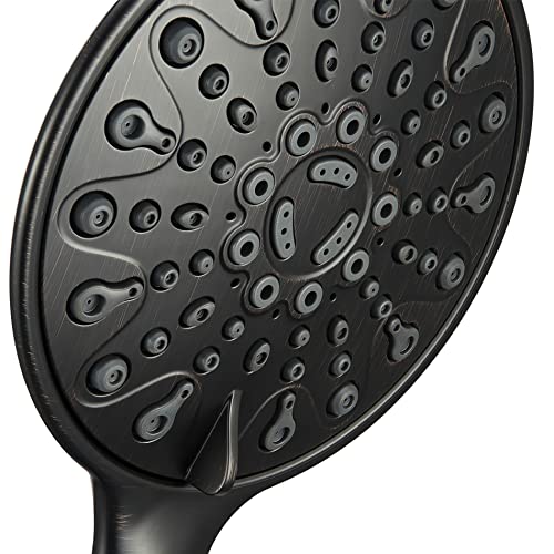Couradric Handheld Shower Head, 6" Oil-Rubbed Bronze Face 6 Spray Setting Shower Head with High Pressure, Brass Swivel Ball Mount and Extra Long Flexible Stainless Steel Hose - Image 5
