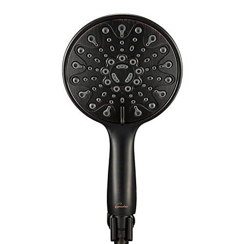Couradric Handheld Shower Head, 6" Oil-Rubbed Bronze Face 6 Spray Setting Shower Head with High Pressure, Brass Swivel Ball Mount and Extra Long Flexible Stainless Steel Hose - Image 3