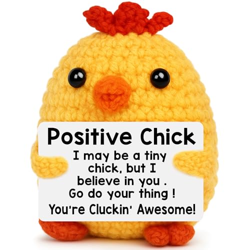 BdayPtion Mini Chicken Positive Crochet Animals Birthday Gifts for Women, Boss Day Gifts, Halloween Christmas Stocking Stuffer Gift for Friend Coworker, Cute Stuff Emotional Cheer Up Support Handmade Chick - Image 1