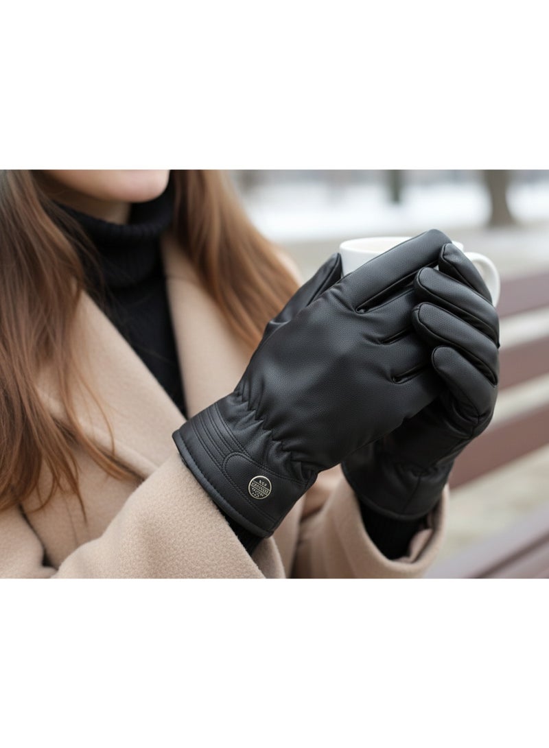 قفازات جلد شتوي مبطن فرو| جوانتي جلد للشتاء | مناسب للاستخدام اليوم والمناسبات | شكل انيق وهادئ - Image 3