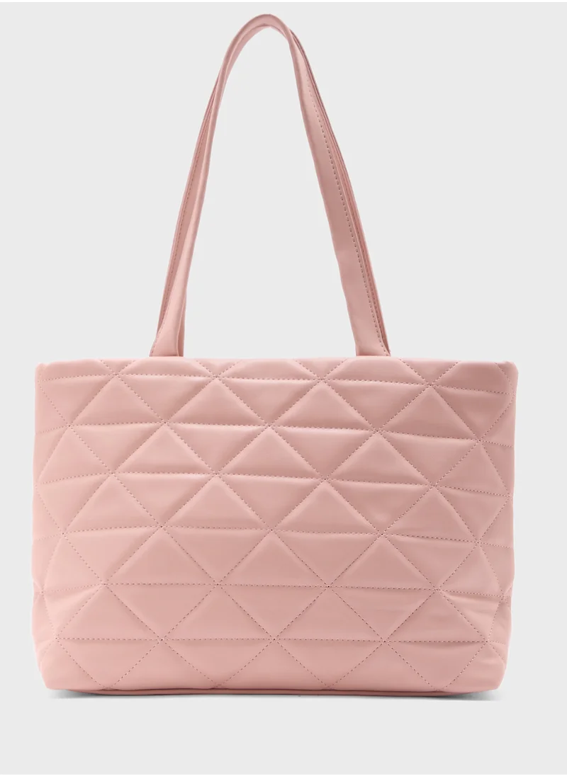 Ginger Quilted Geometric Texture Tote Bag