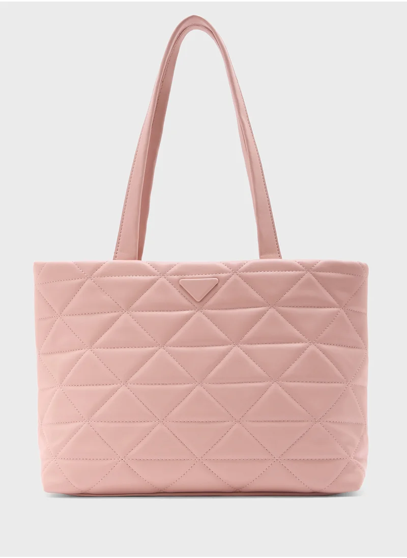 Ginger Quilted Geometric Texture Tote Bag