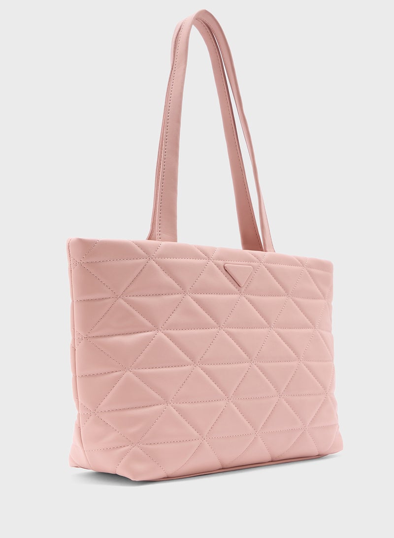 Ginger Quilted Geometric Texture Tote Bag  - Image 3
