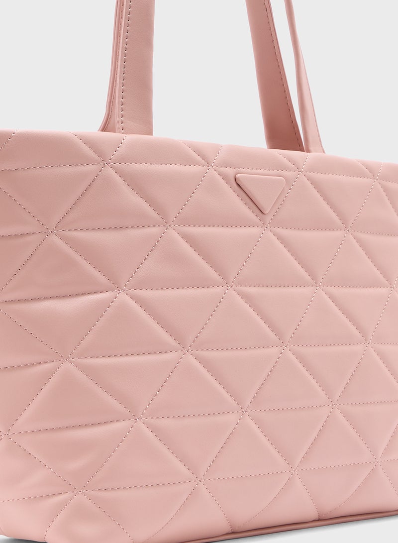 Ginger Quilted Geometric Texture Tote Bag  - Image 4