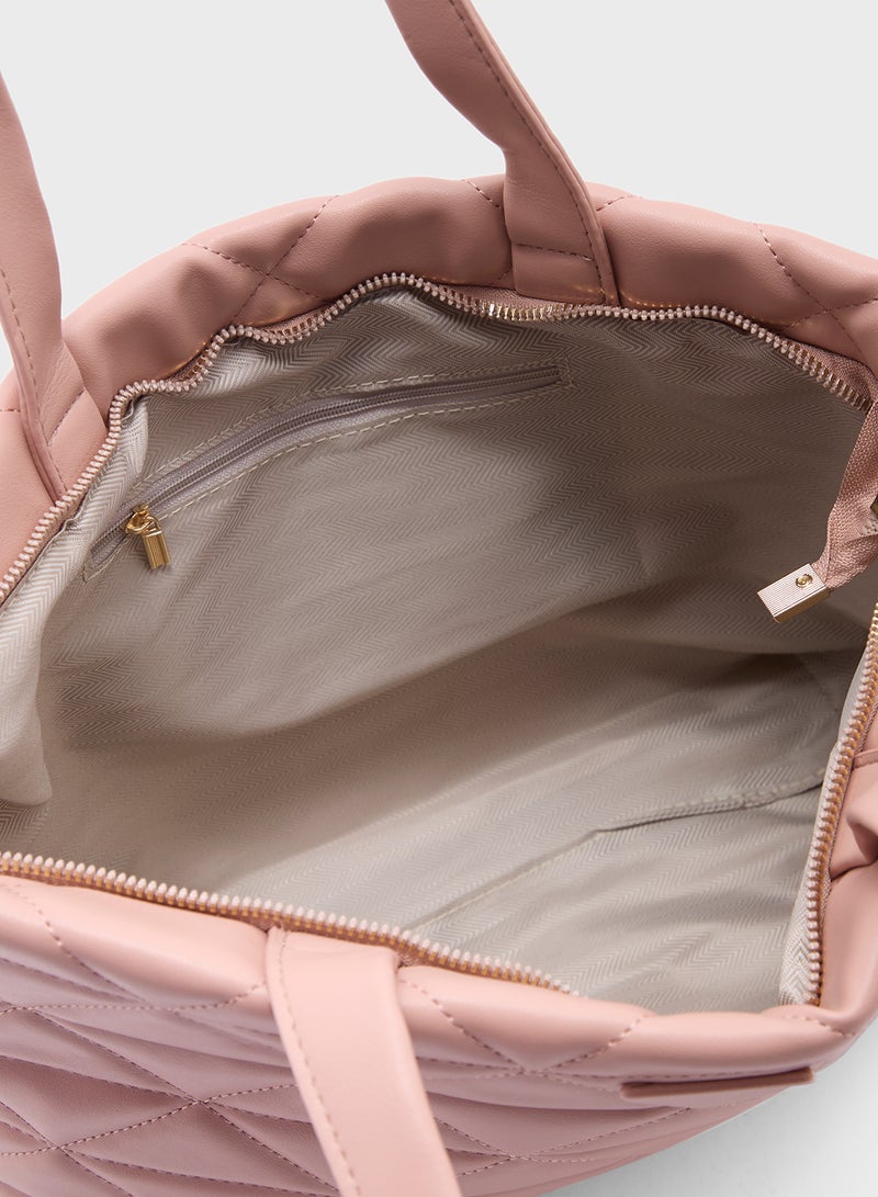 Ginger Quilted Geometric Texture Tote Bag  - Image 5