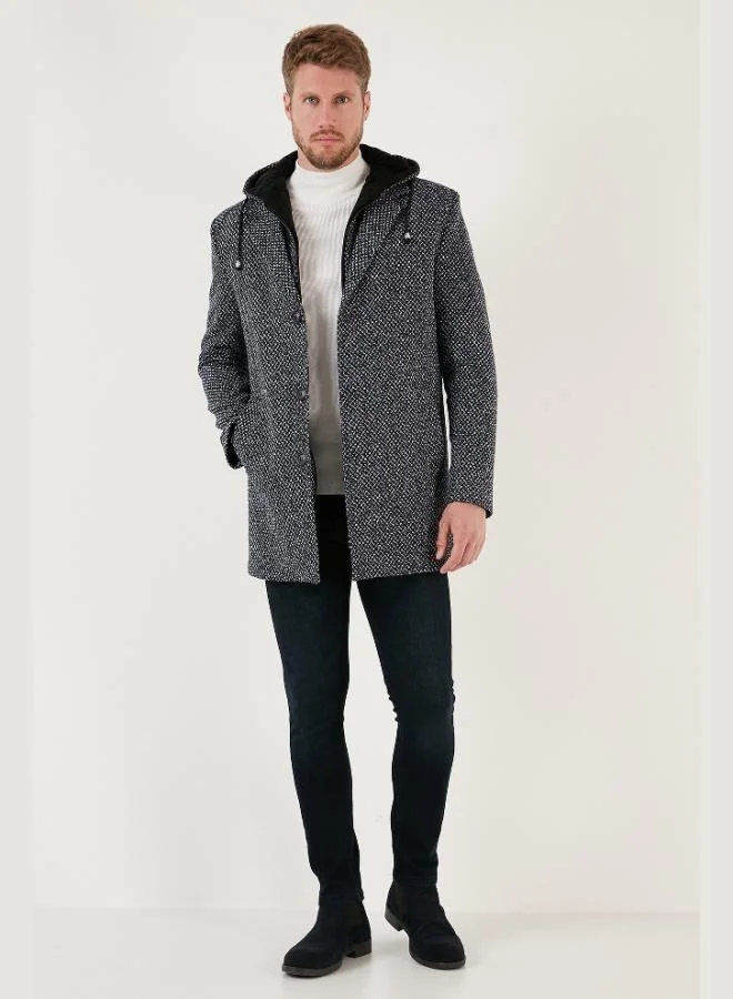 Buratti  Buratti Removable Hooded Grey Slim Fit Cashmere Coat Men's COAT 5841013 for Men | Best Price UAE