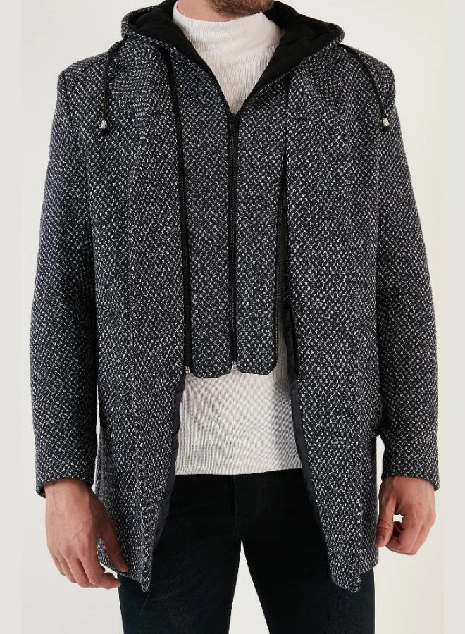 Buratti  Buratti Removable Hooded Grey Slim Fit Cashmere Coat Men's COAT 5841013 for Men | Best Price UAE